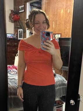 Maeve by Anthropologie Orange off the should top